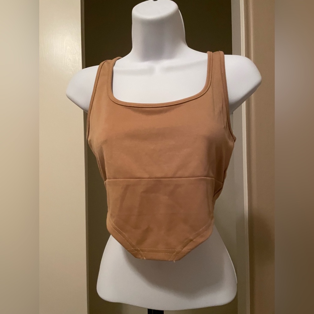 NWOT Shein sz medium brown/tan crop corset top